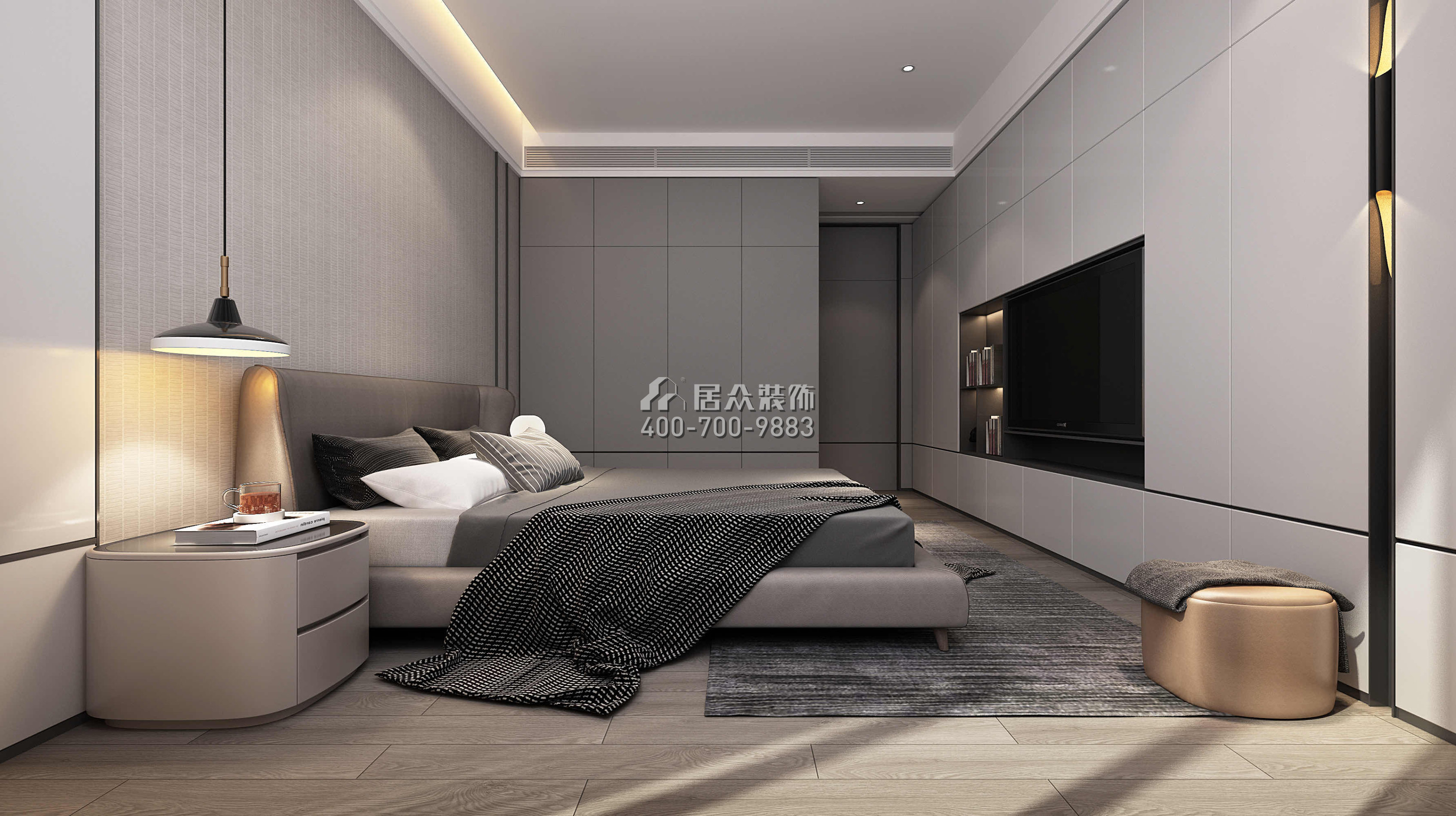 金地格林上院126平方米现代简约风格平层户型卧室装修效果图