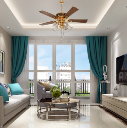 俊景豪园102平方米美式风格平层户型客厅装修效果图