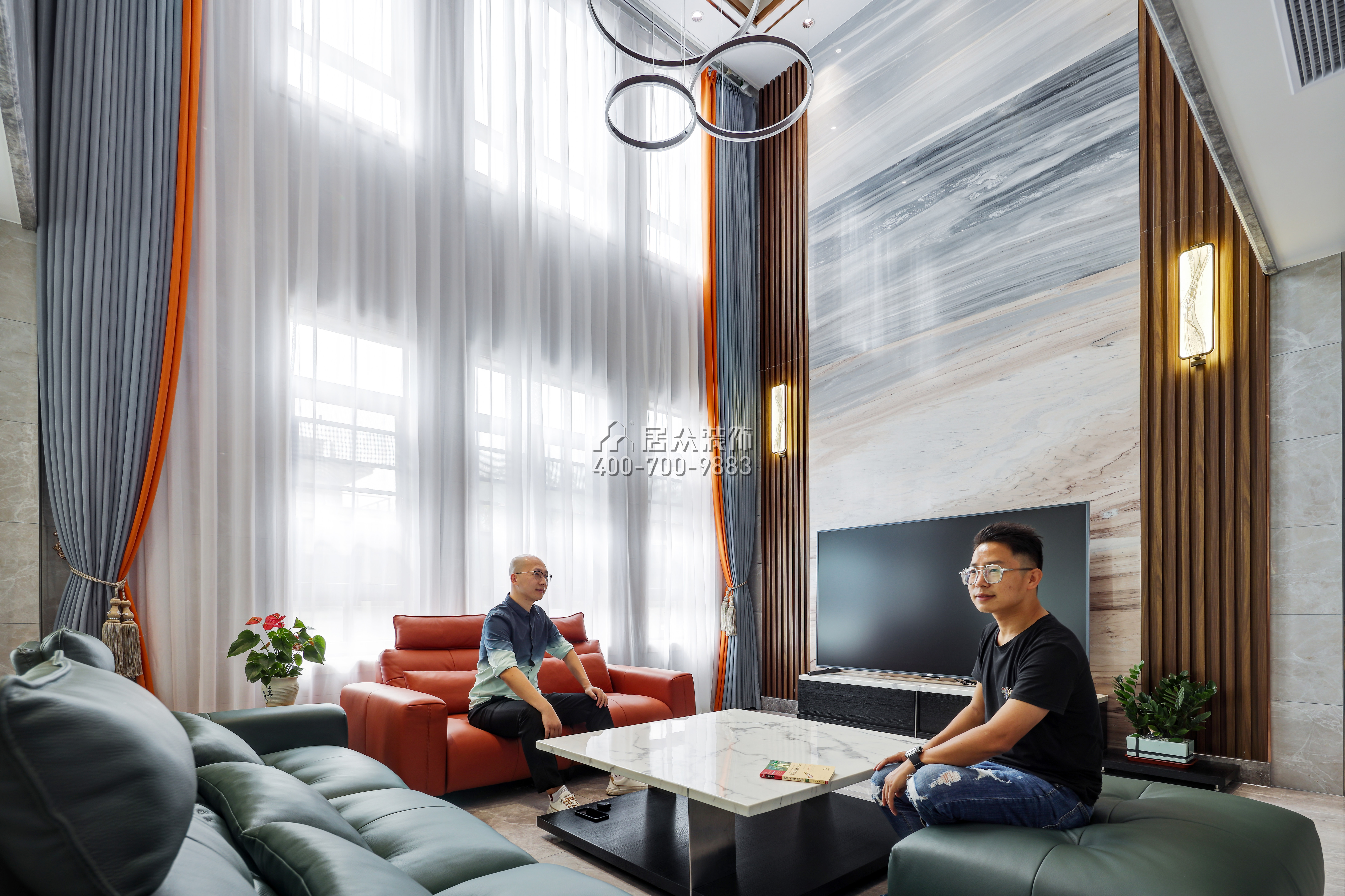 金地湖山大境430平方米现代简约风格别墅户型客厅装修效果图