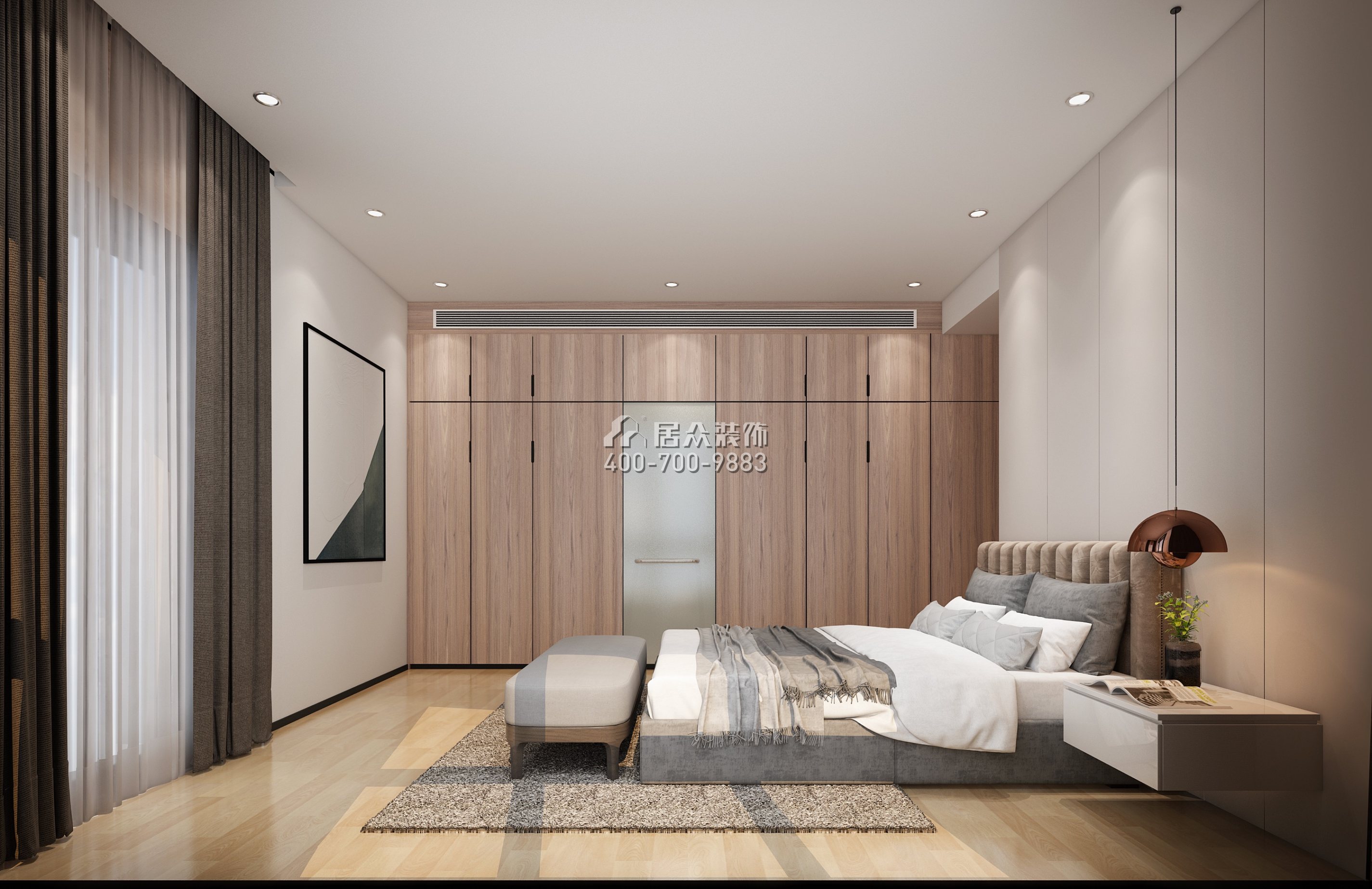 港丽豪园135平方米现代简约风格平层户型卧室装修效果图
