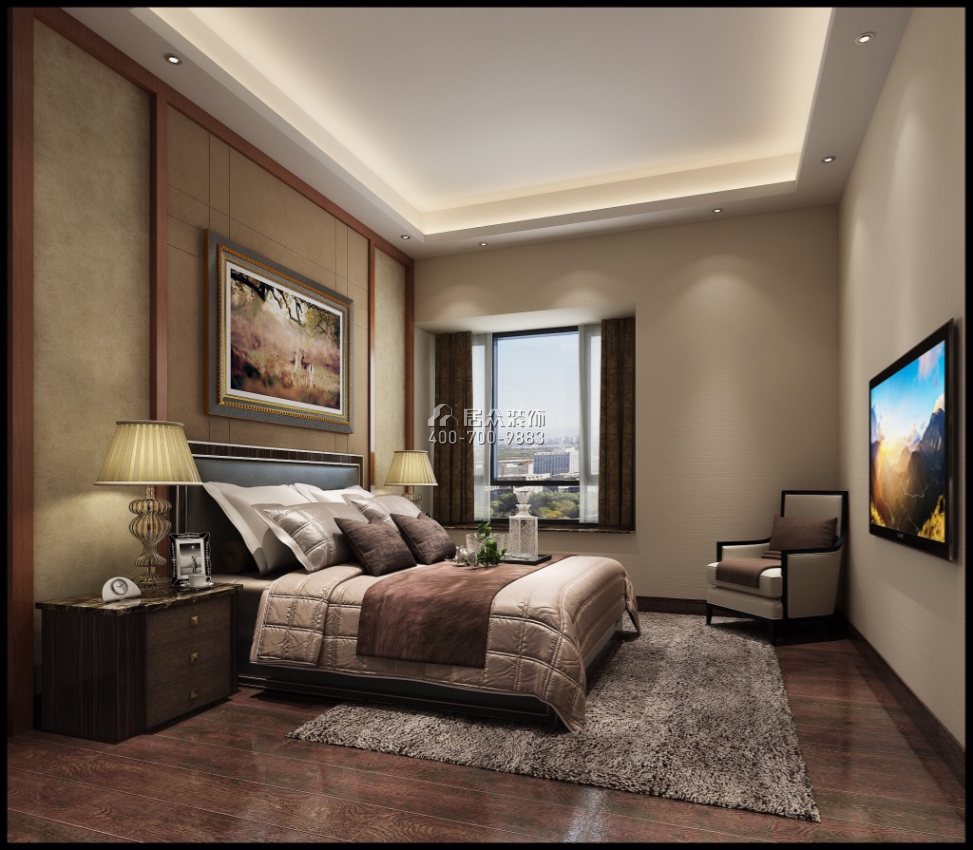 雅居乐富春山居199平方米现代简约风格平层户型卧室装修效果图