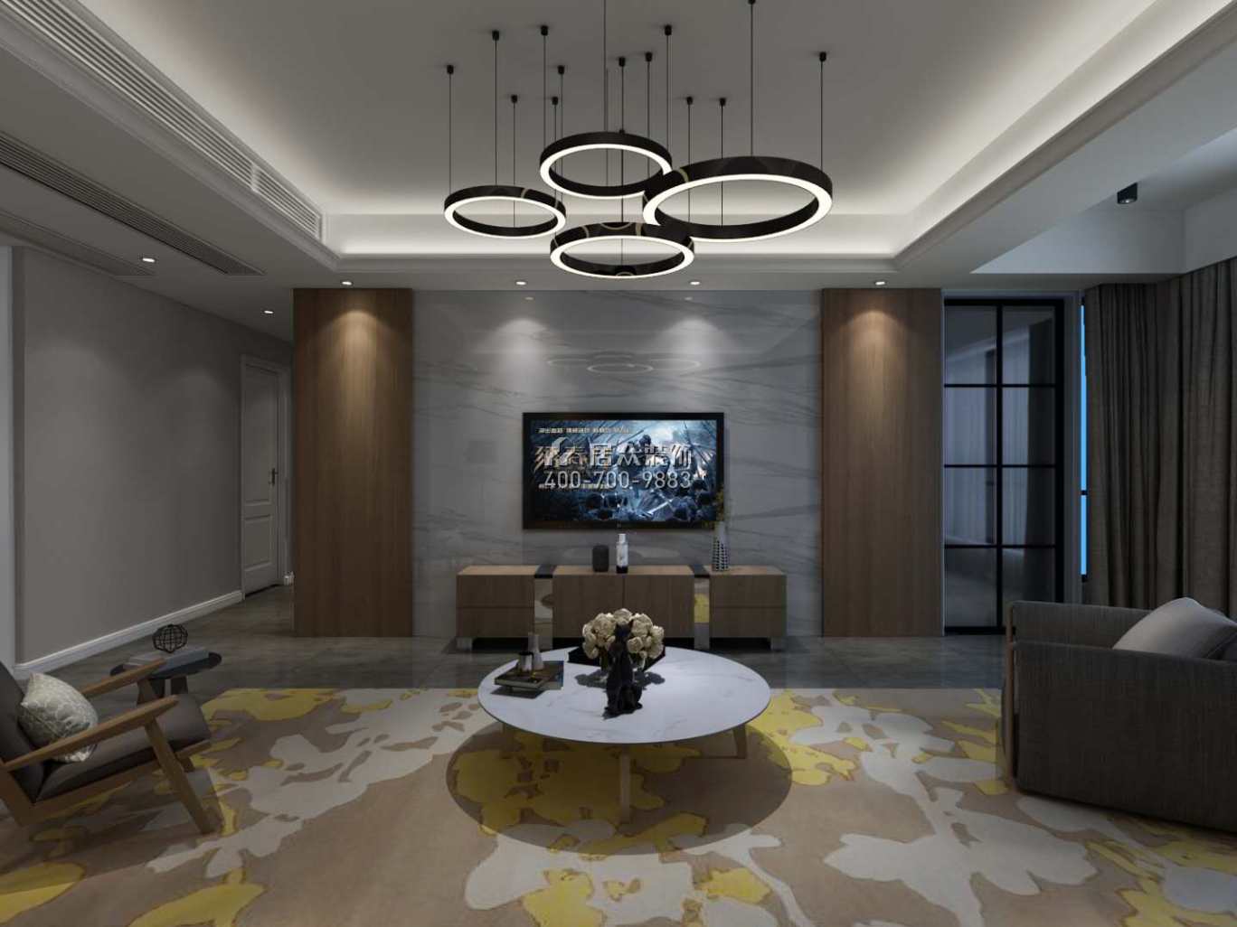 里仁居120平方米现代简约风格平层户型客厅装修效果图