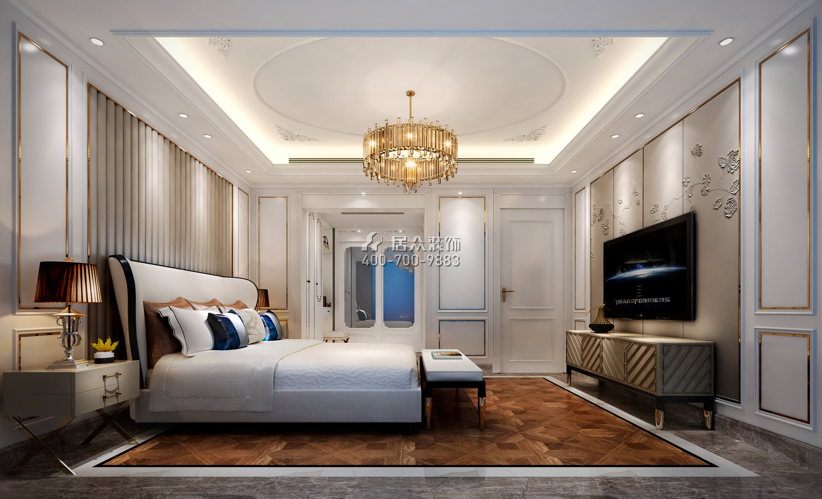 曦湾天馥210平方米欧式风格平层户型卧室装修效果图