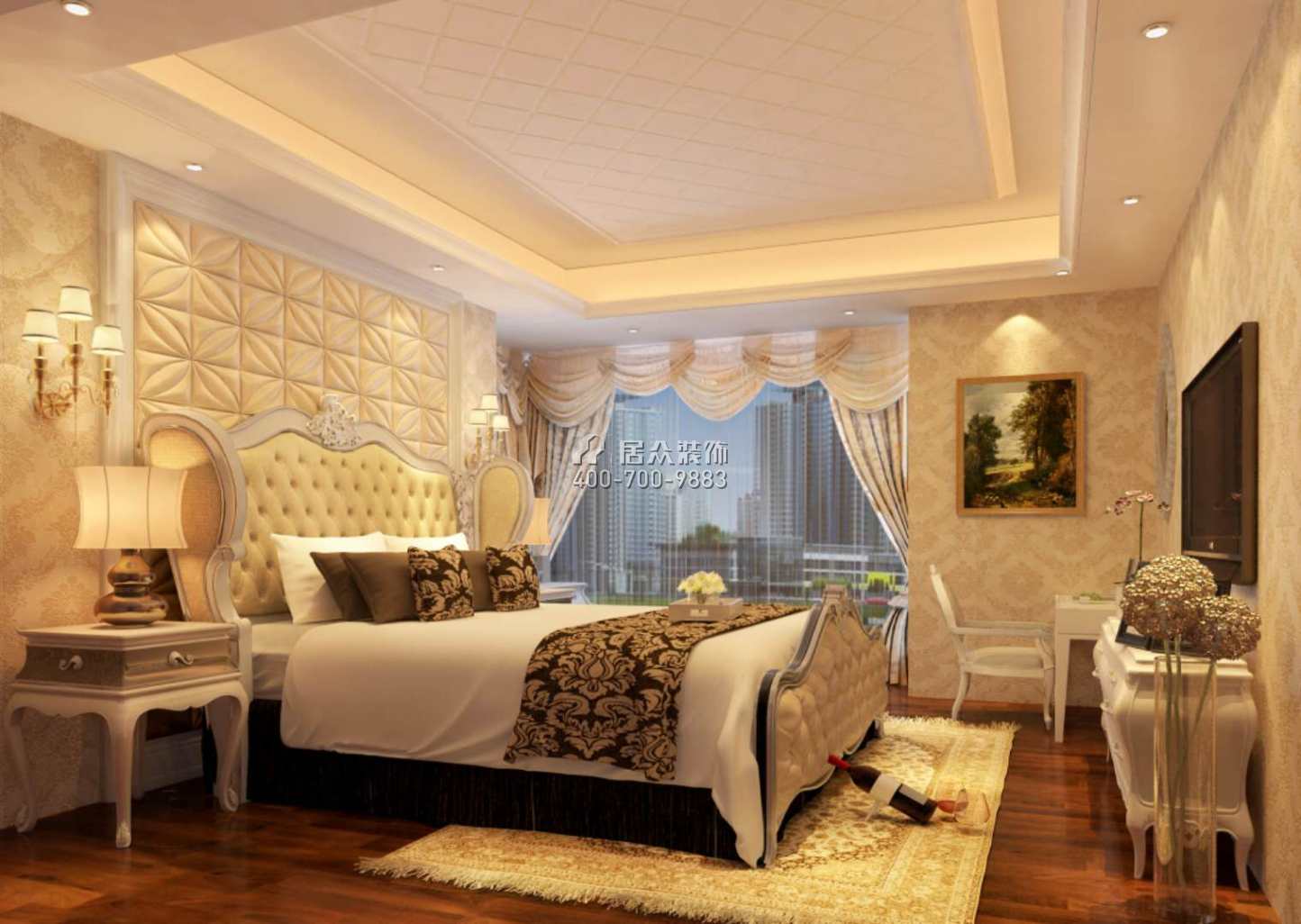 鳳城明珠150平方米歐式風格平層戶型臥室裝修效果圖