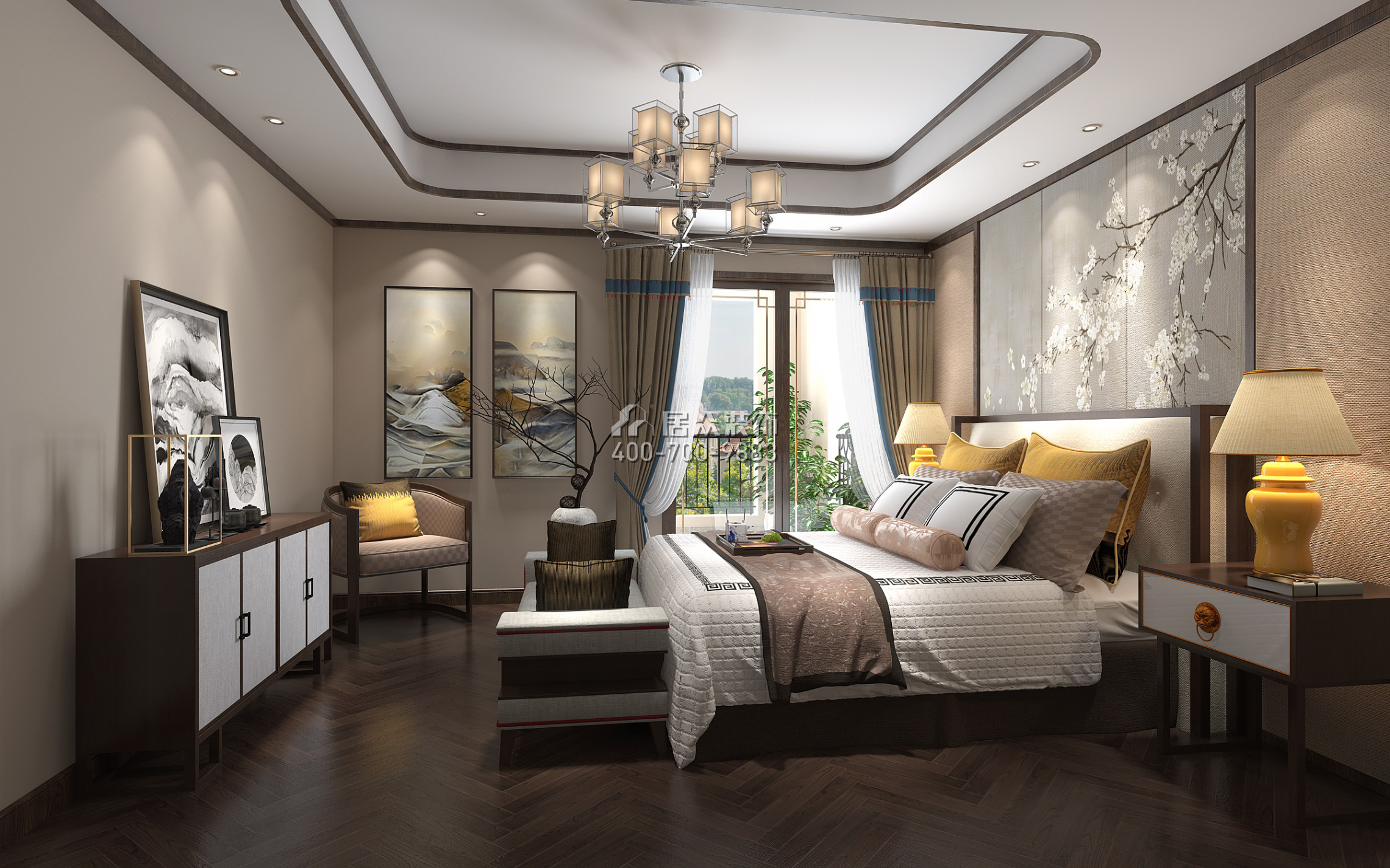 水木香山220平方米欧式风格平层户型卧室装修效果图