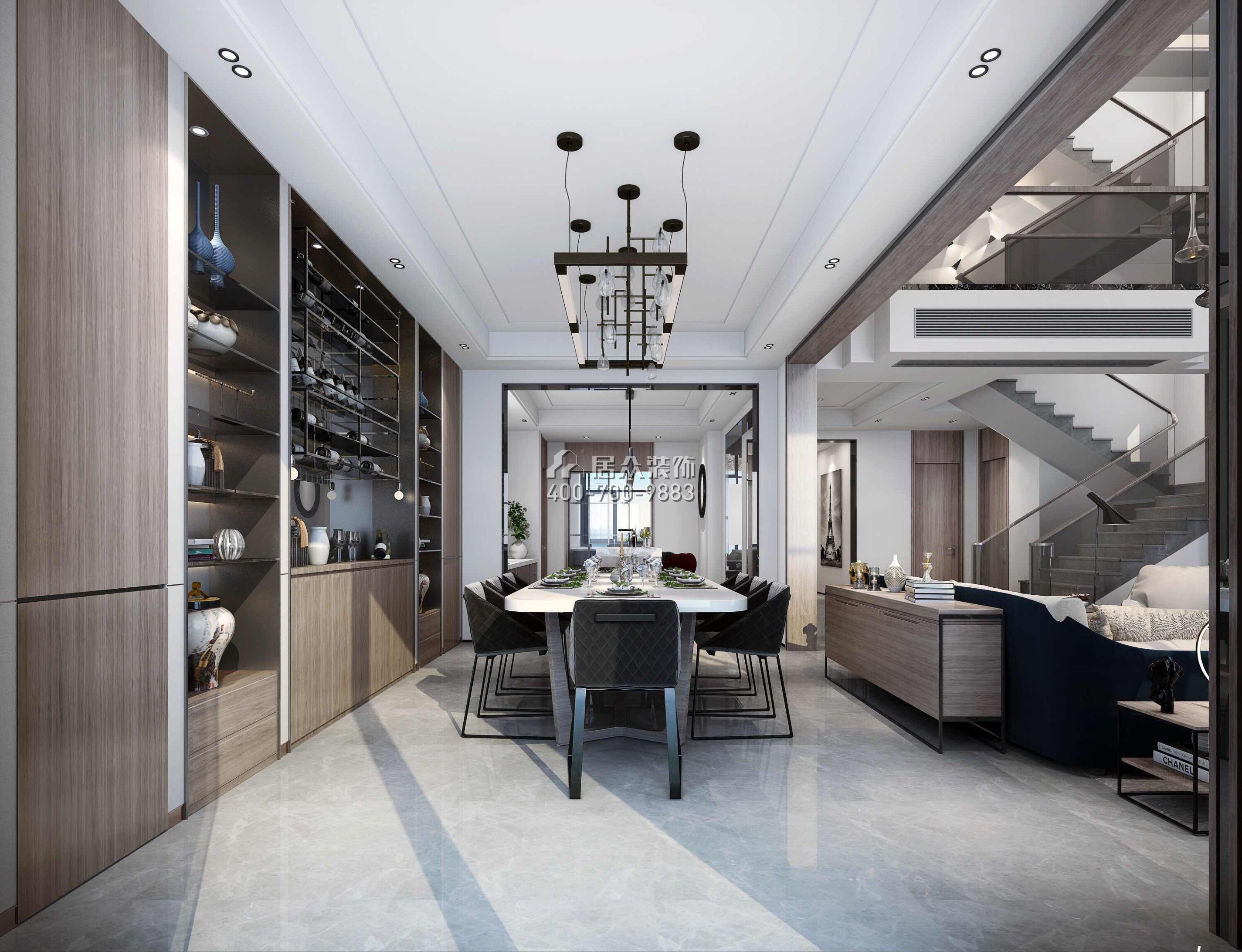 海逸豪庭321平方米现代简约风格别墅户型餐厅装修效果图