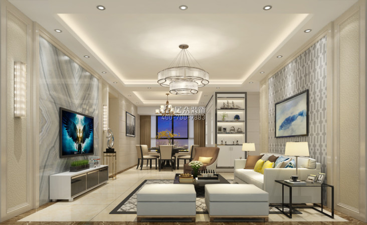 东方天城130平方米现代简约风格平层户型客厅装修效果图