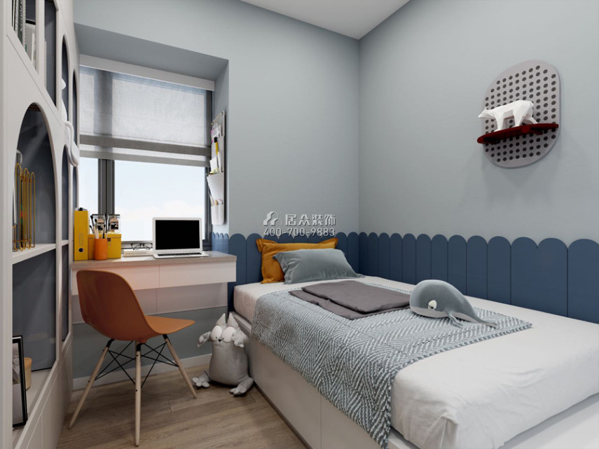 香诗美林89平方米现代简约风格平层户型卧室书房一体装修效果图