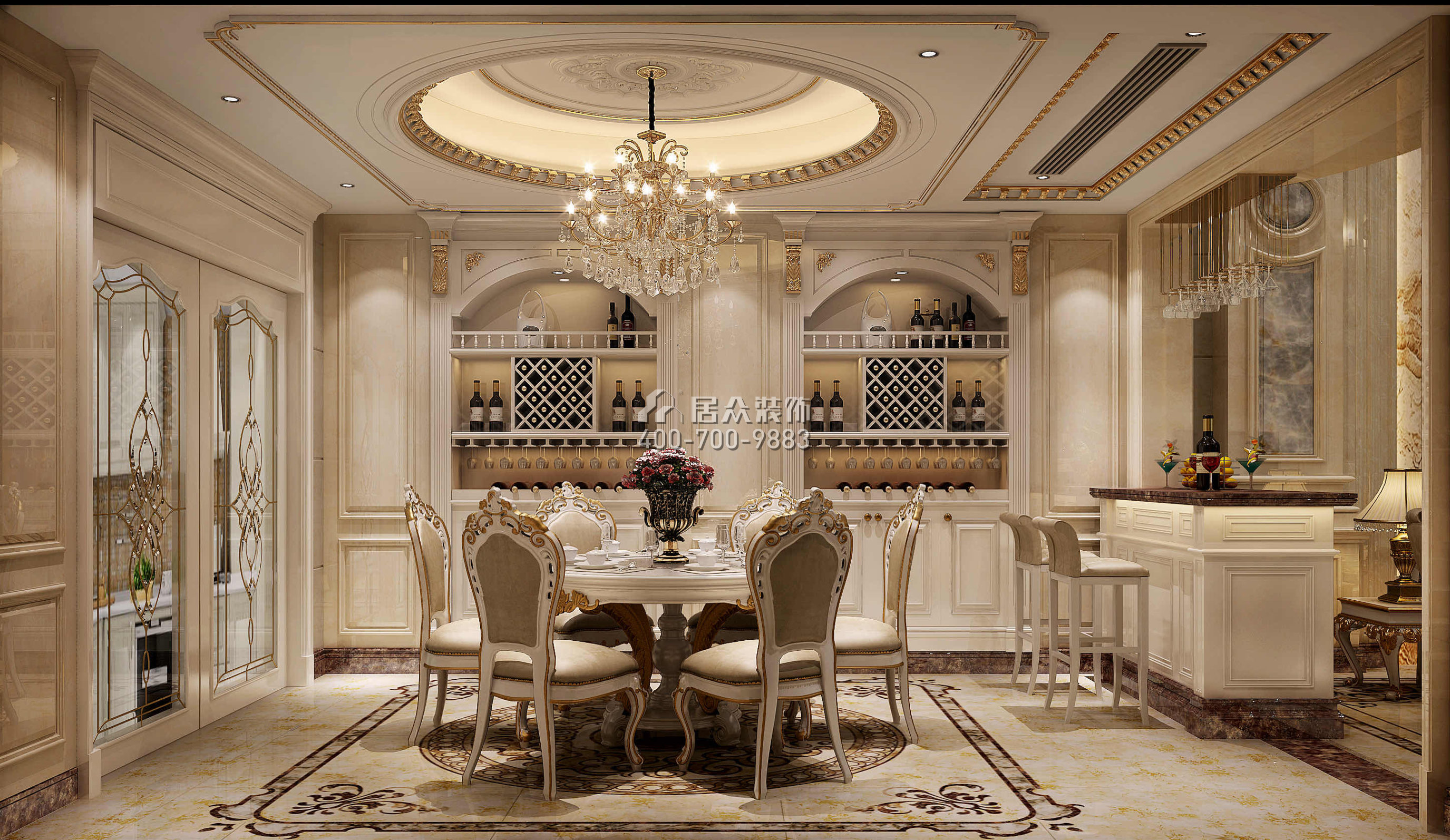 锦绣豪庭380平方米欧式风格别墅户型餐厅装修效果图