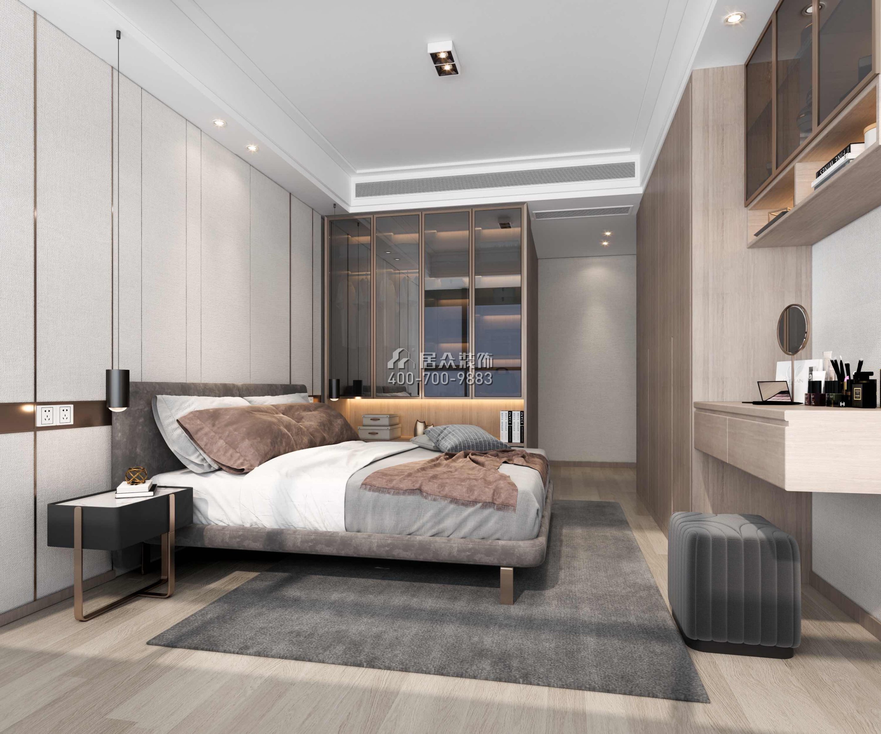 天鹅湖花园三期105平方米现代简约风格平层户型卧室装修效果图
