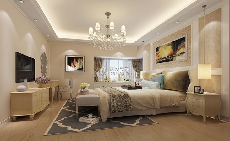 首创八意府143平方米欧式风格平层户型卧室装修效果图