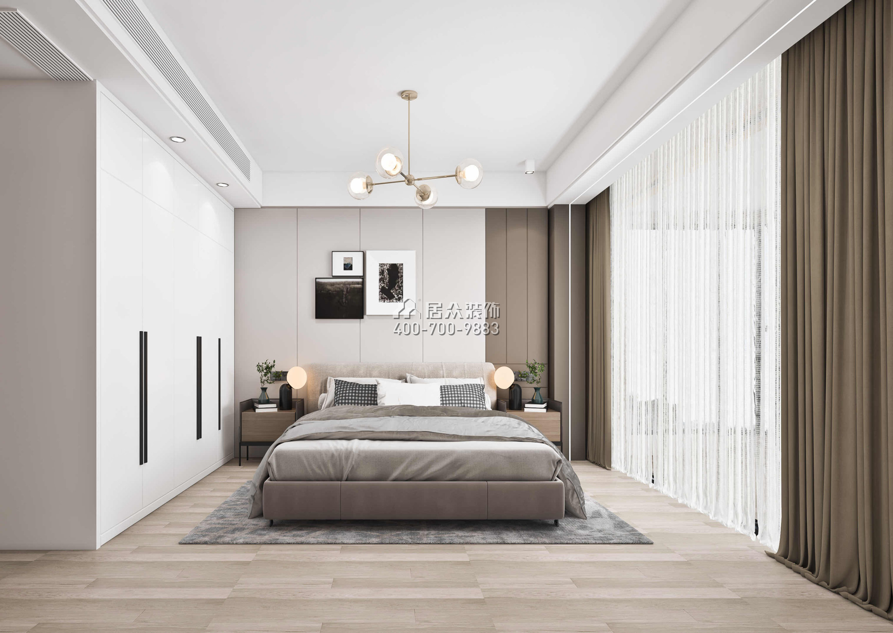 香格名苑132平方米现代简约风格平层户型卧室装修效果图
