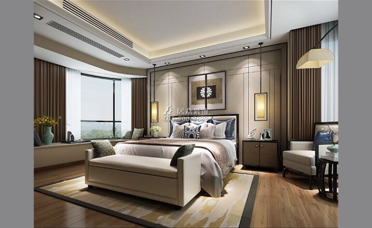 勤诚达180平方米中式风格平层户型卧室装修效果图