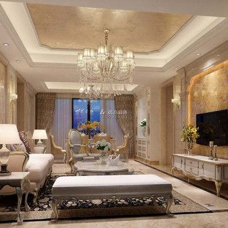 明海雅苑120平方米歐式風格平層戶型客廳裝修效果圖