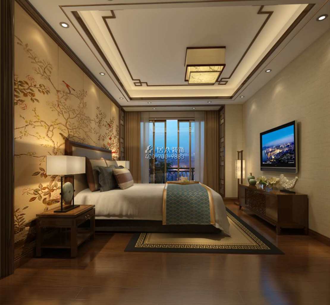 山水华府220平方米中式风格复式户型卧室装修效果图