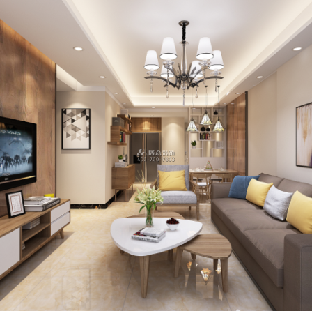 星河傳奇一期100平方米現代簡約風格平層戶型客廳裝修效果圖