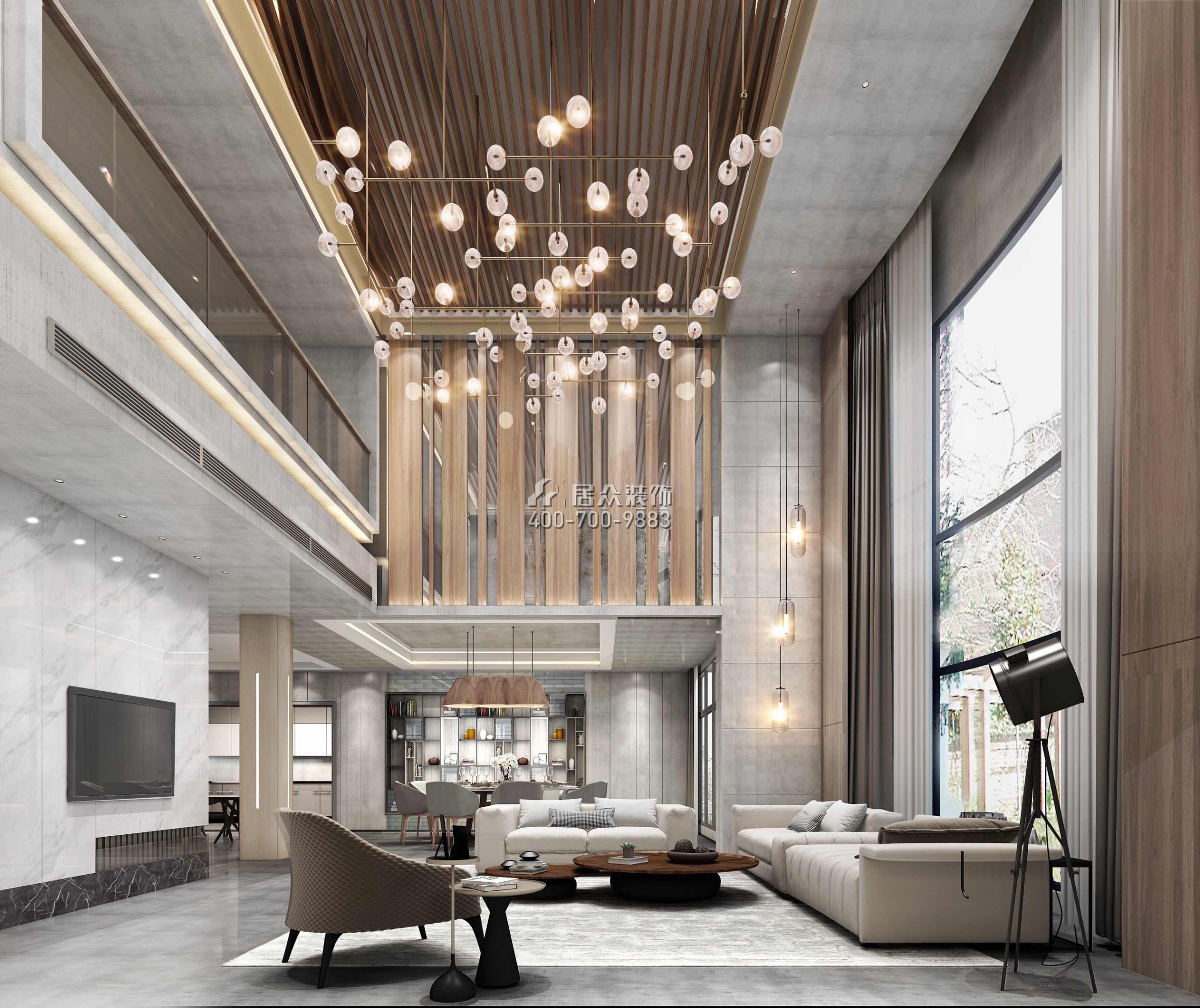 海逸豪庭1100平方米北歐風格別墅戶型客廳裝修效果圖