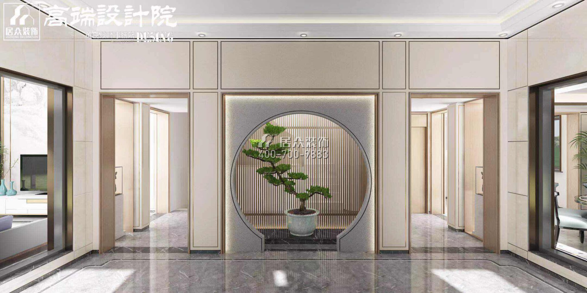 湘江一号500平方米中式风格别墅户型封面装修效果图