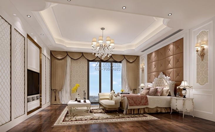 白马山庄300平方米欧式风格别墅户型卧室装修效果图