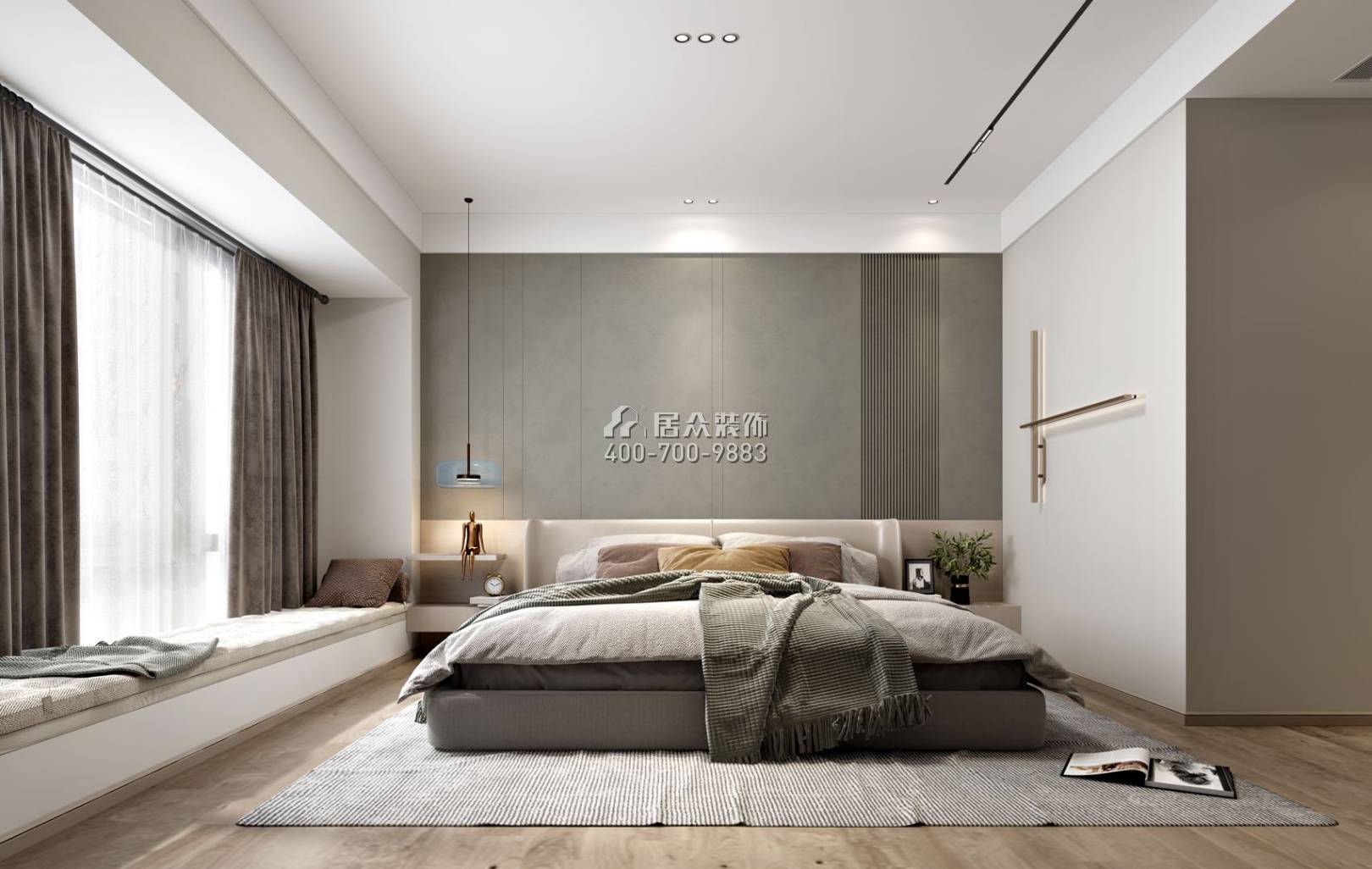 翠湖香山别苑148平方米现代简约风格平层户型卧室装修效果图