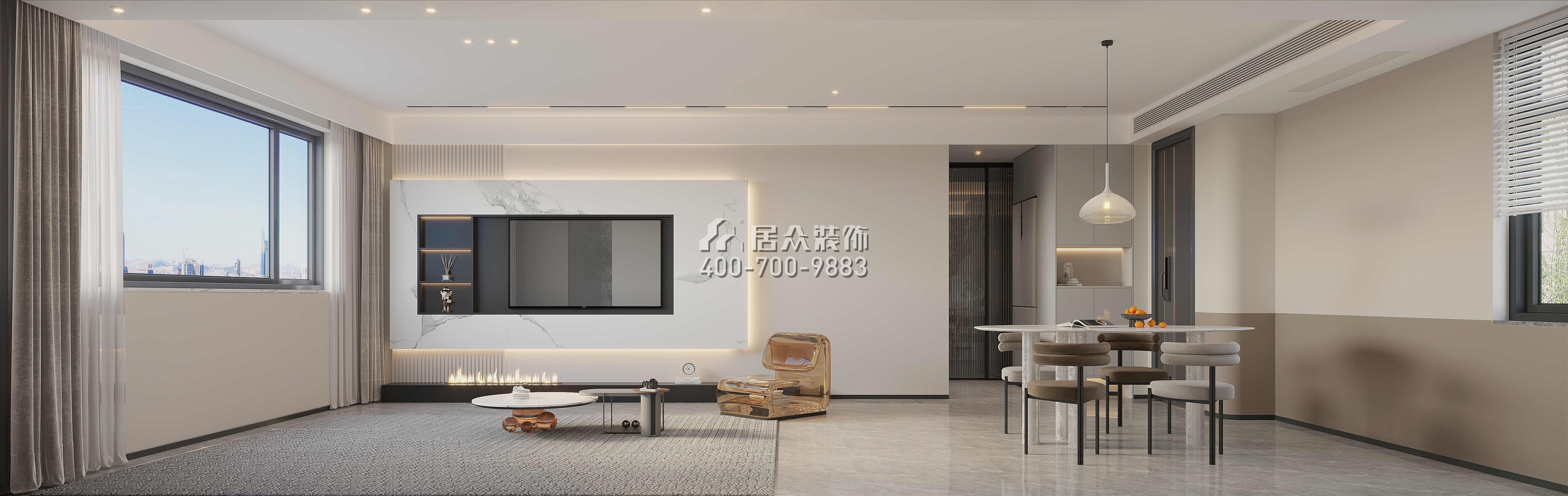 發展興苑120平方米現代簡約風格平層戶型客廳裝修效果圖