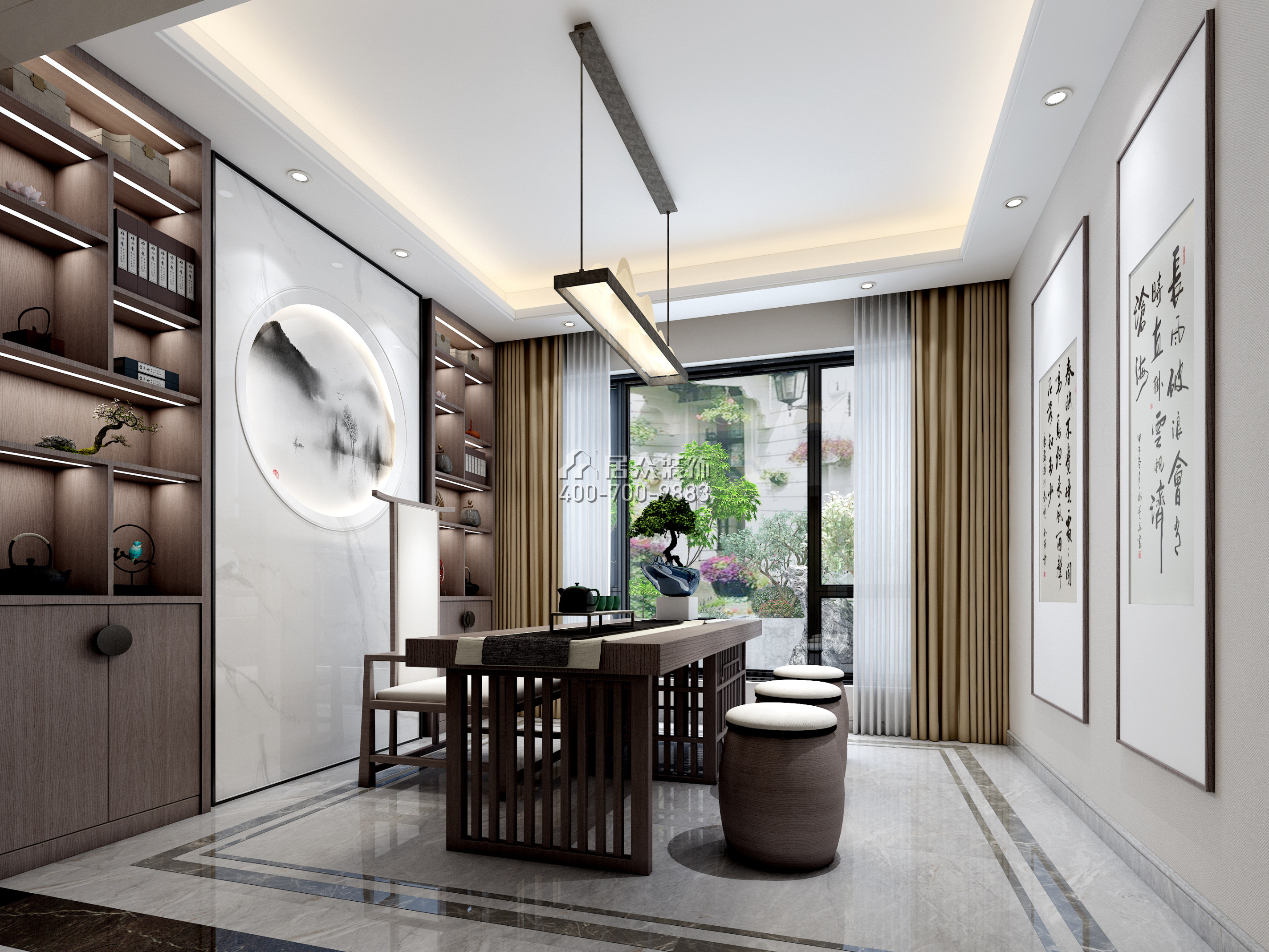麗水佳園390平方米中式風格別墅戶型茶室裝修效果圖