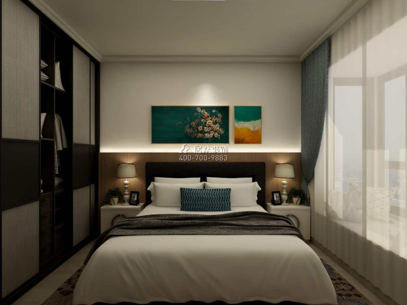 新城東方麗園58平方米現代簡約風格平層戶型臥室裝修效果圖