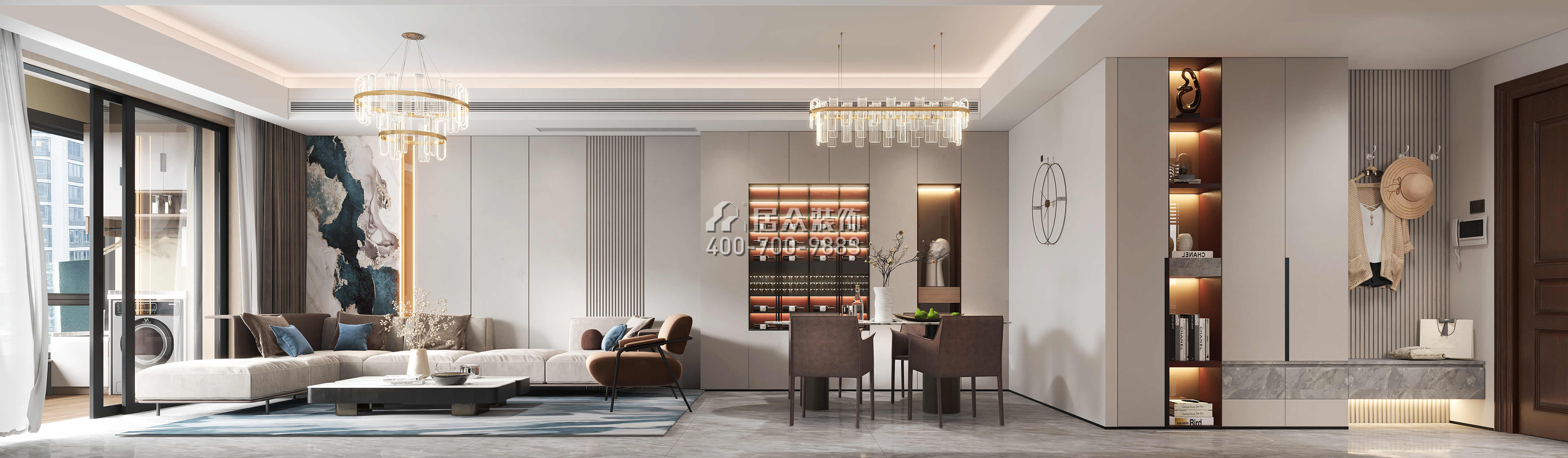 翠湖香山百合苑116平方米現代簡約風格平層戶型客廳裝修效果圖