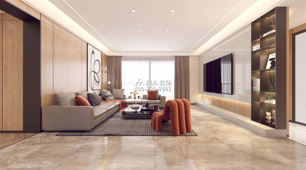 壹方中心180平方米现代简约风格平层户型客厅装修效果图
