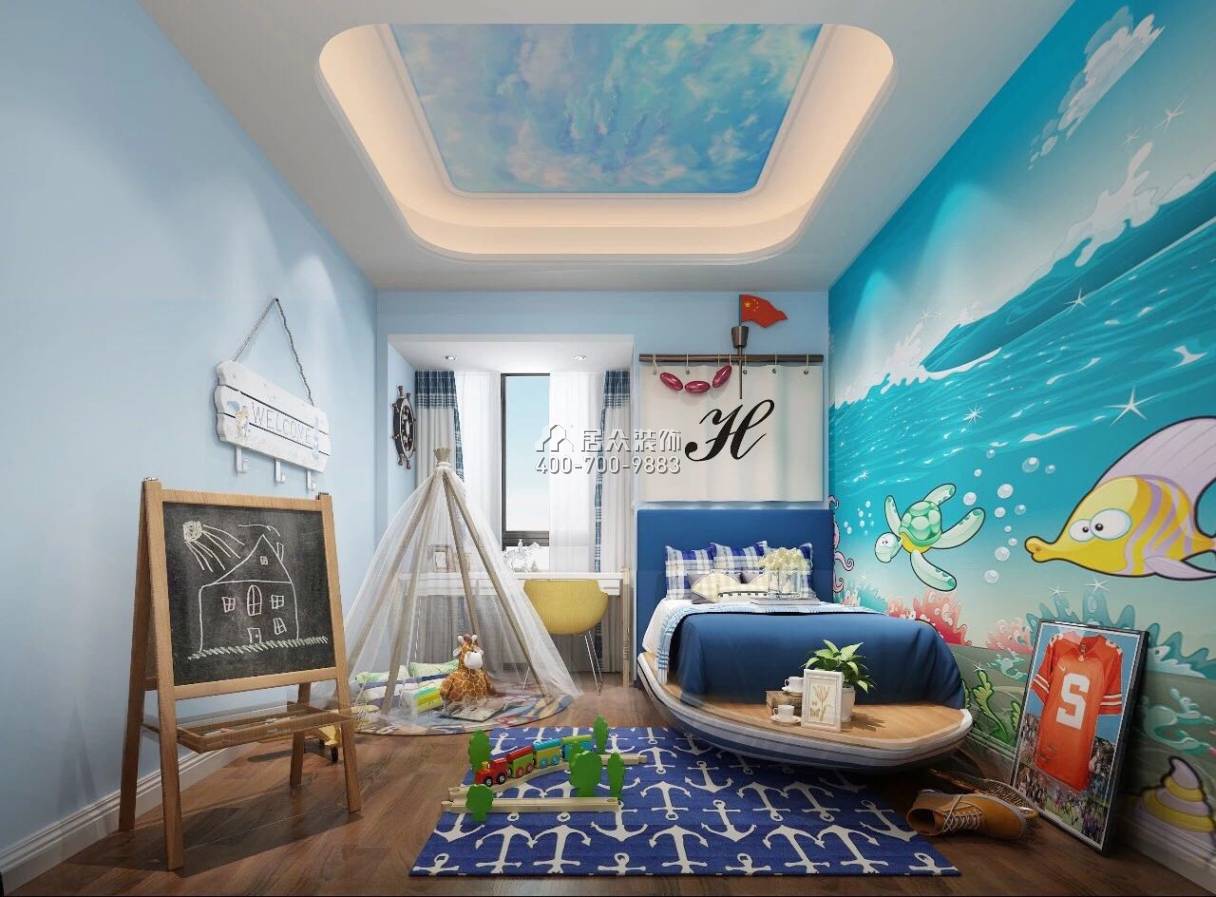 松茂御龍灣雅苑一期180平方米現代簡約風格平層戶型臥室裝修效果圖