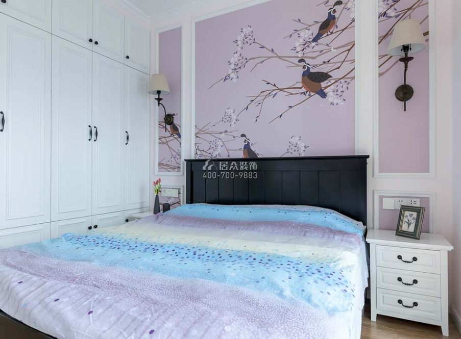 璽之灣105平方米美式風格平層戶型臥室裝修效果圖