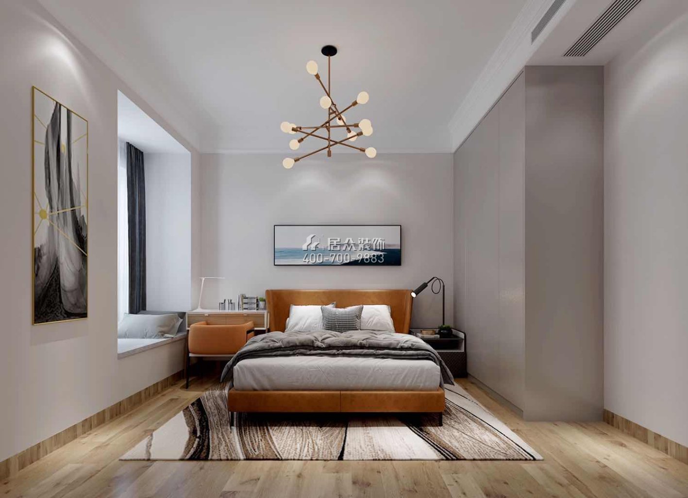森林湖兰溪谷166平方米现代简约风格平层户型卧室装修效果图