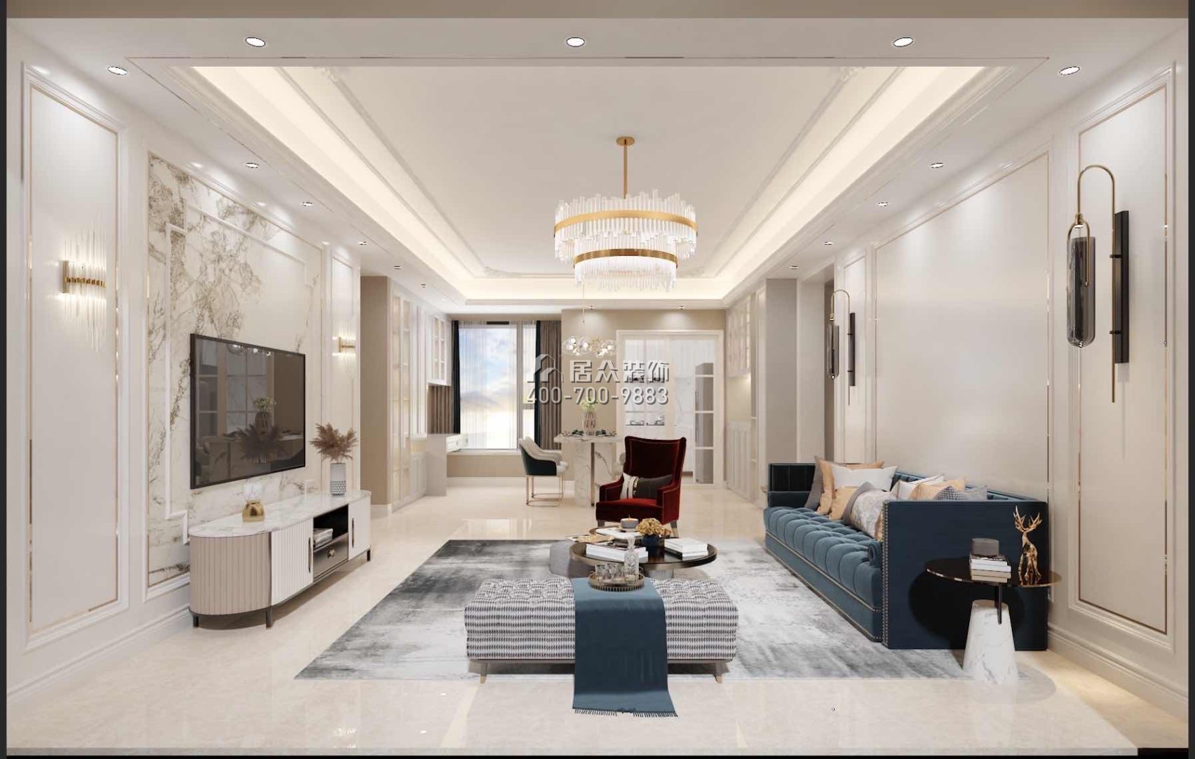 卓能雅苑126平方米欧式风格平层户型客厅装修效果图