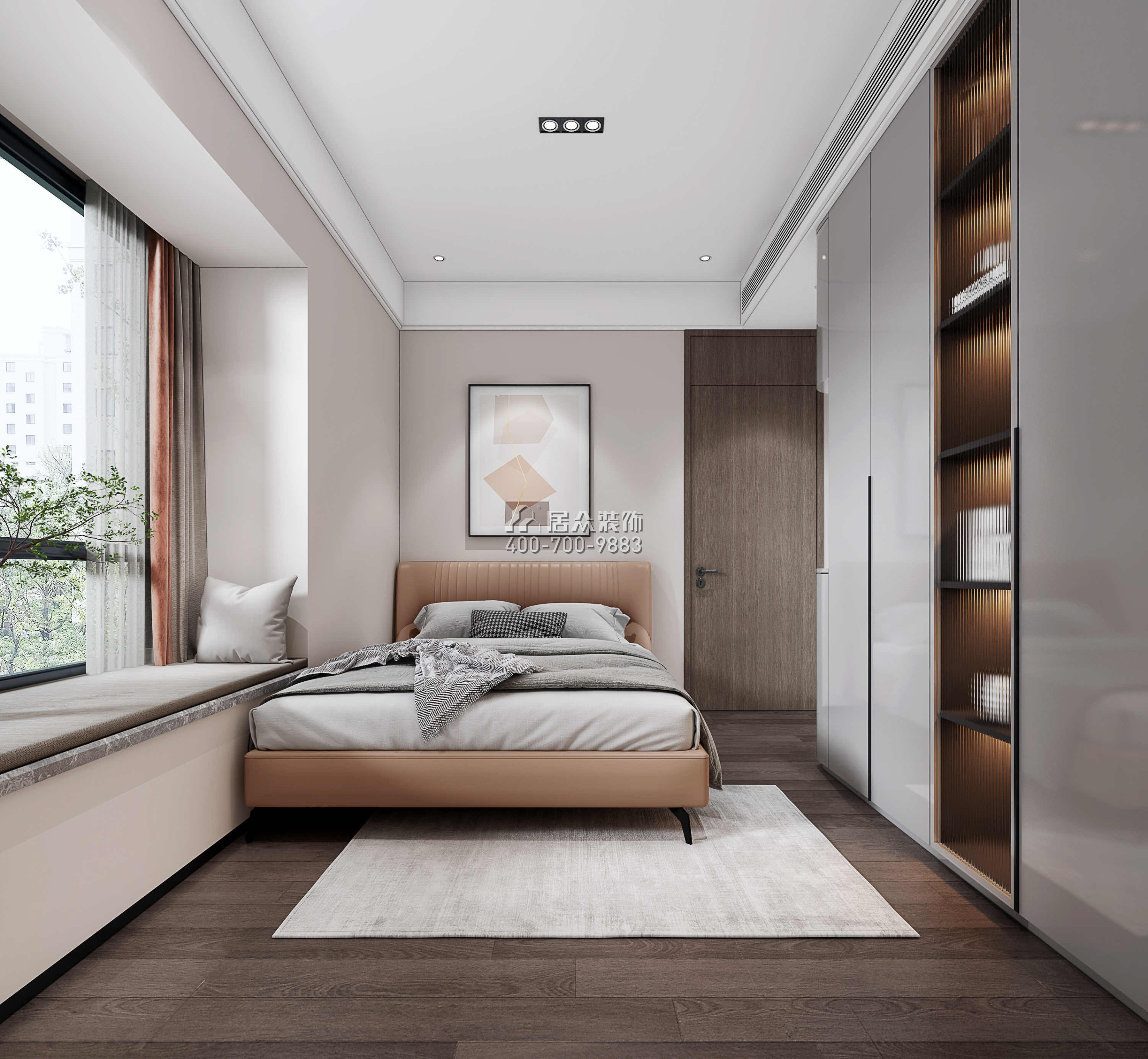 南海玫瑰园三期180平方米现代简约风格平层户型卧室装修效果图