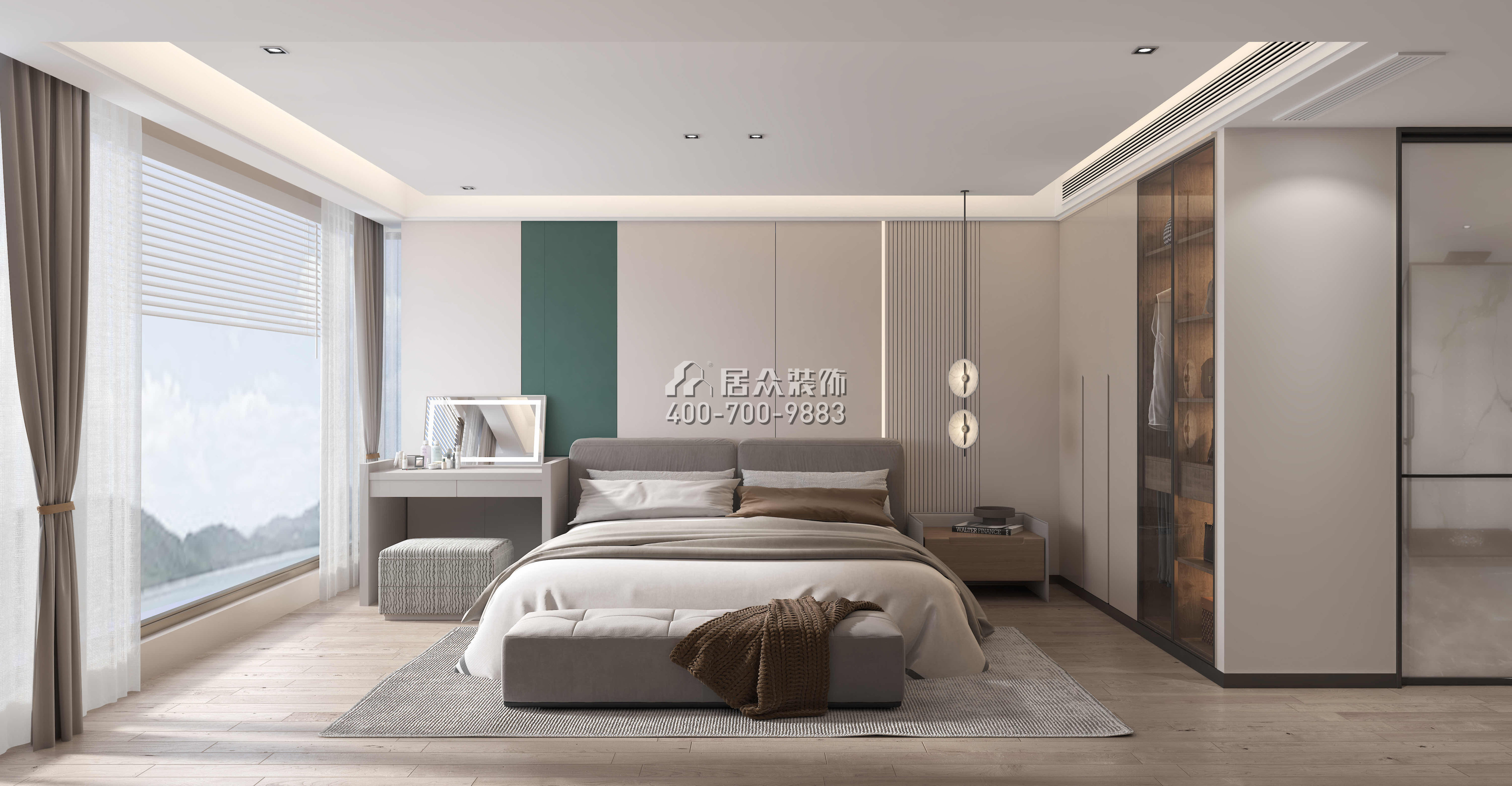 波托菲诺纯水岸275平方米现代简约风格平层户型卧室kok电竞平台效果图