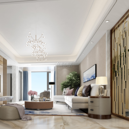 湘江一号320平方米现代简约风格平层户型客厅装修效果图