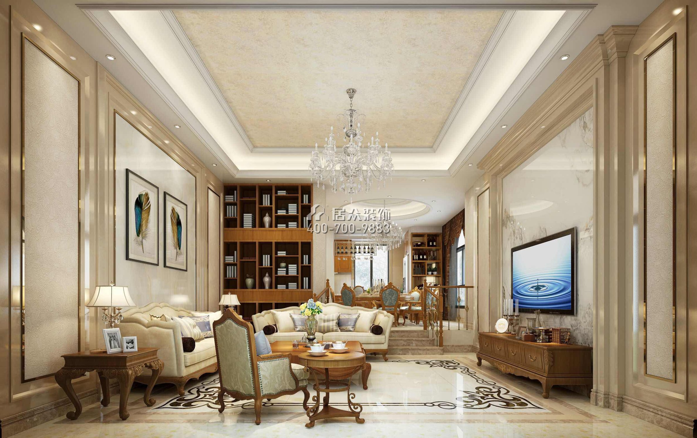 新世纪领居500平方米欧式风格别墅户型客厅装修效果图