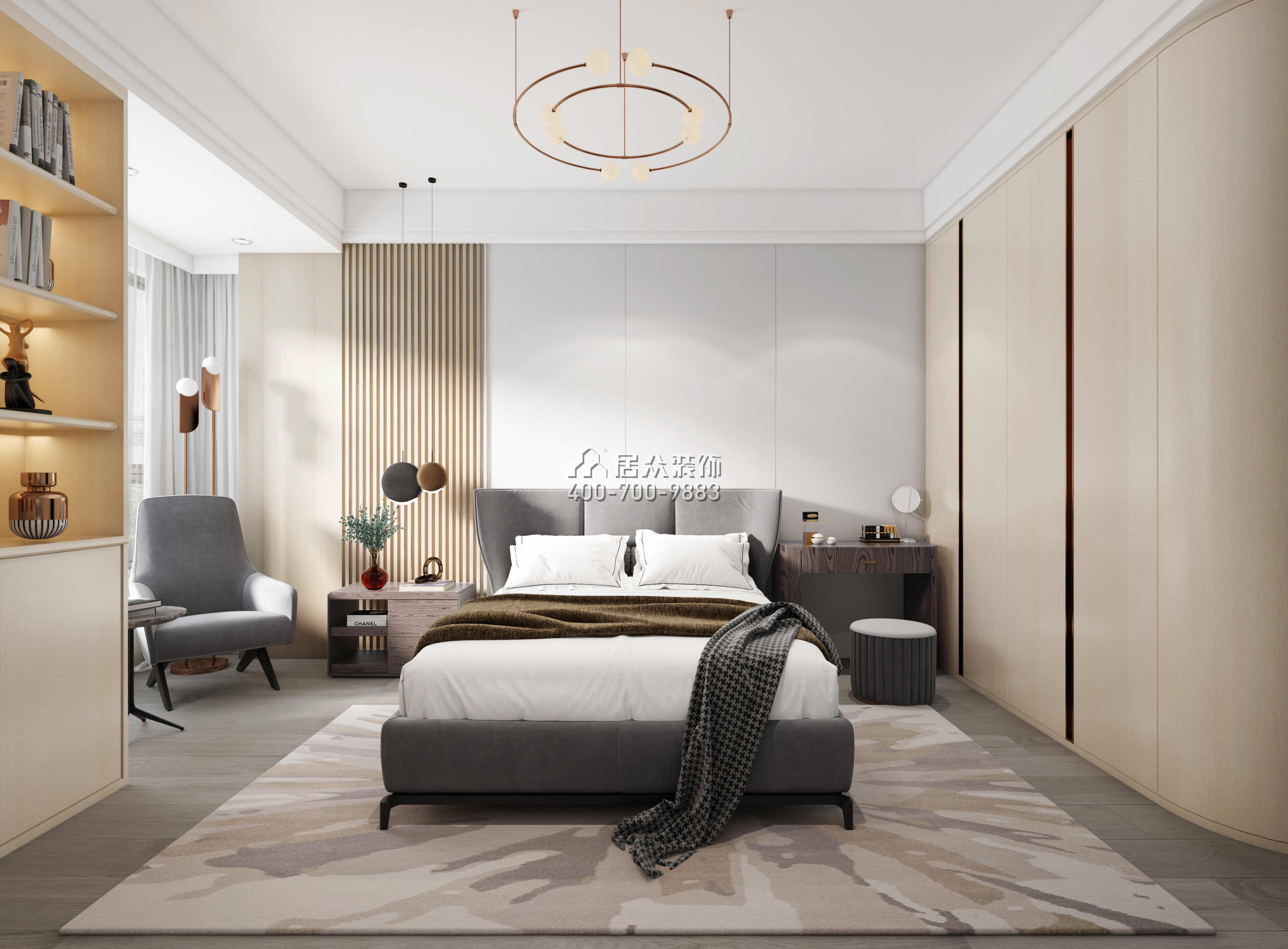 东海花园一期120平方米现代简约风格平层户型卧室装修效果图