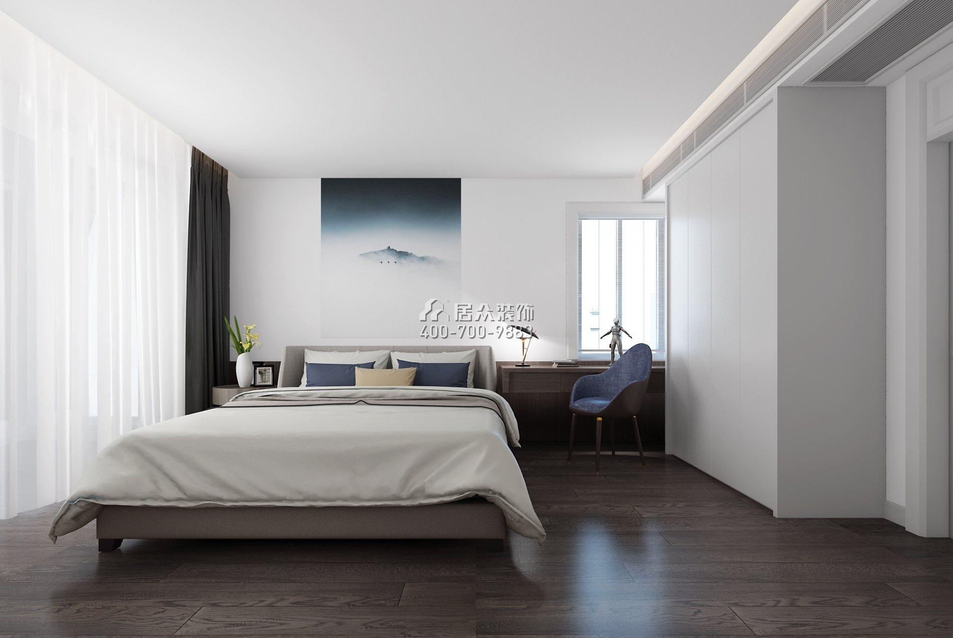 金城苑250平方米现代简约风格复式户型卧室装修效果图