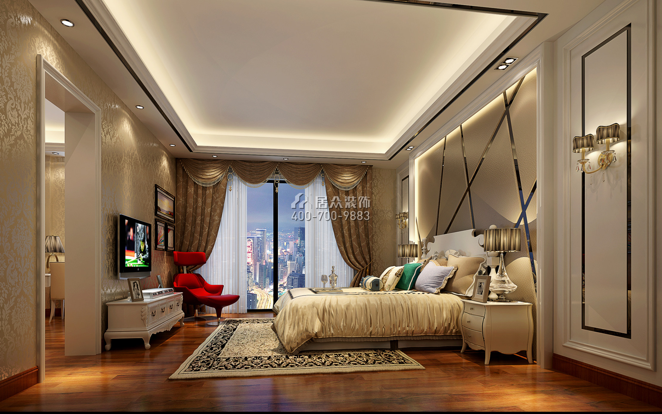 容桂碧桂園580平方米歐式風格復式戶型臥室裝修效果圖