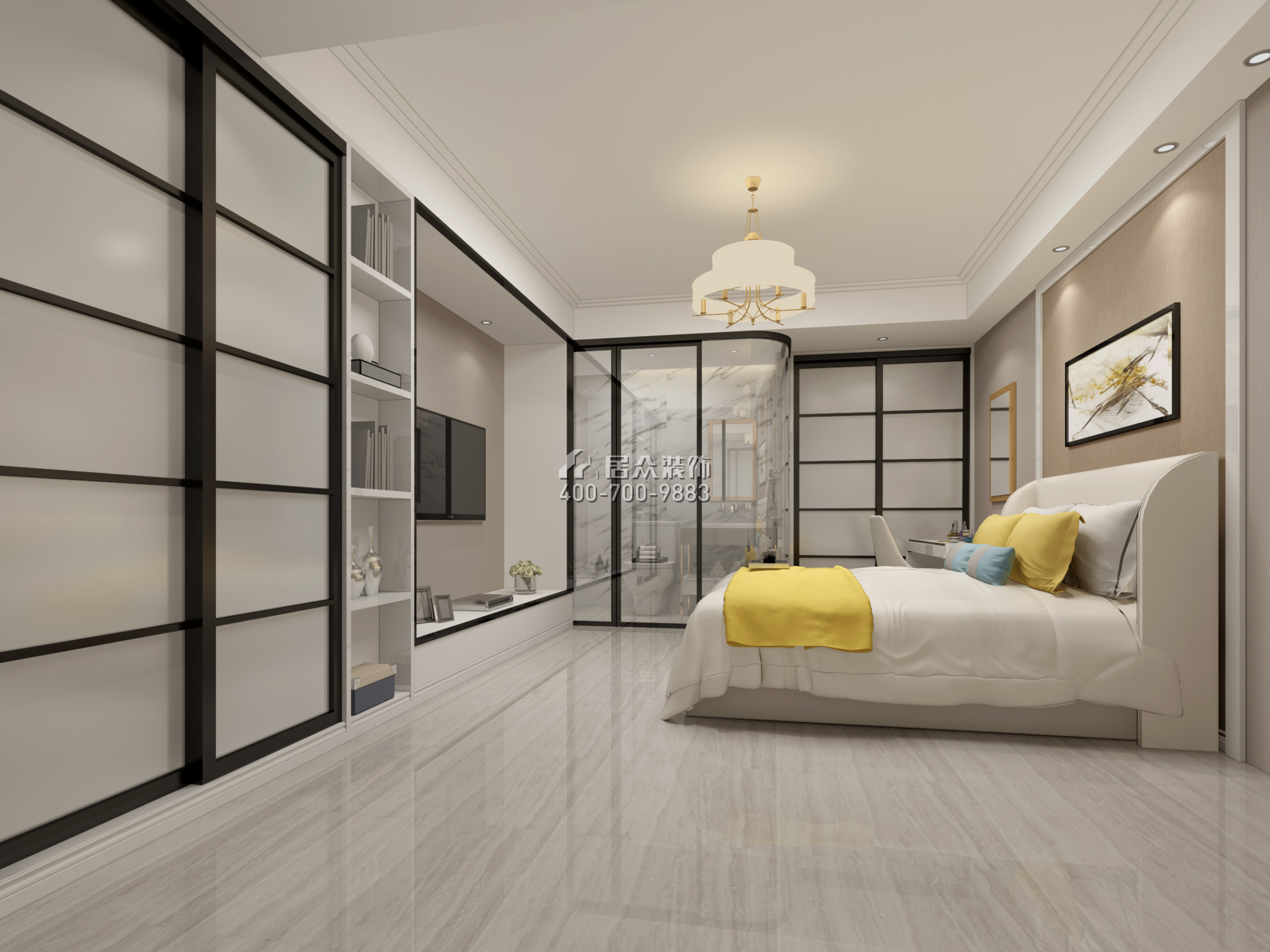 晨暉家園89平方米現代簡約風格平層戶型臥室裝修效果圖