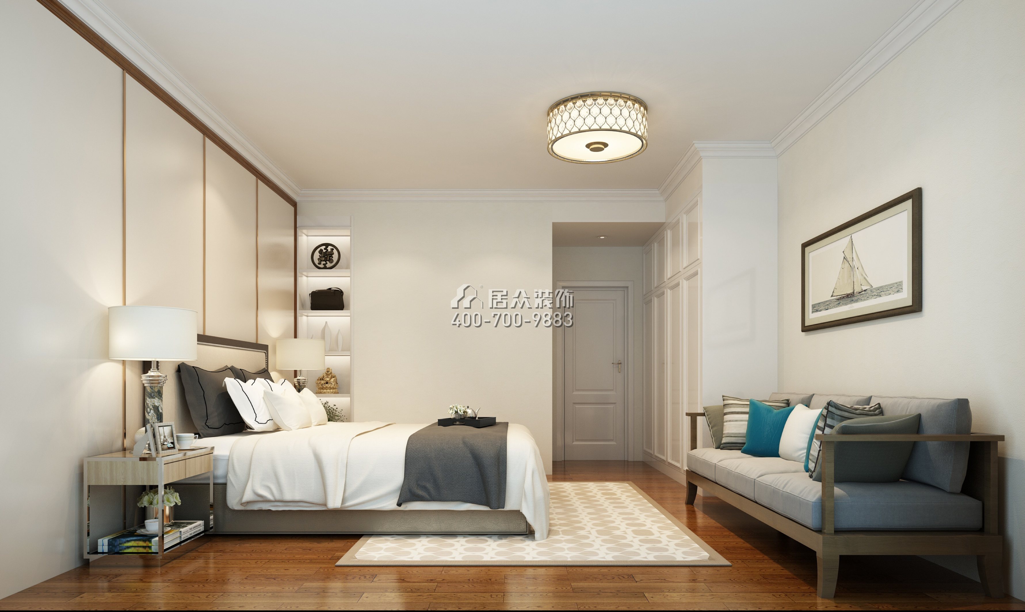 恒裕城199平方米欧式风格平层户型卧室kok电竞平台效果图