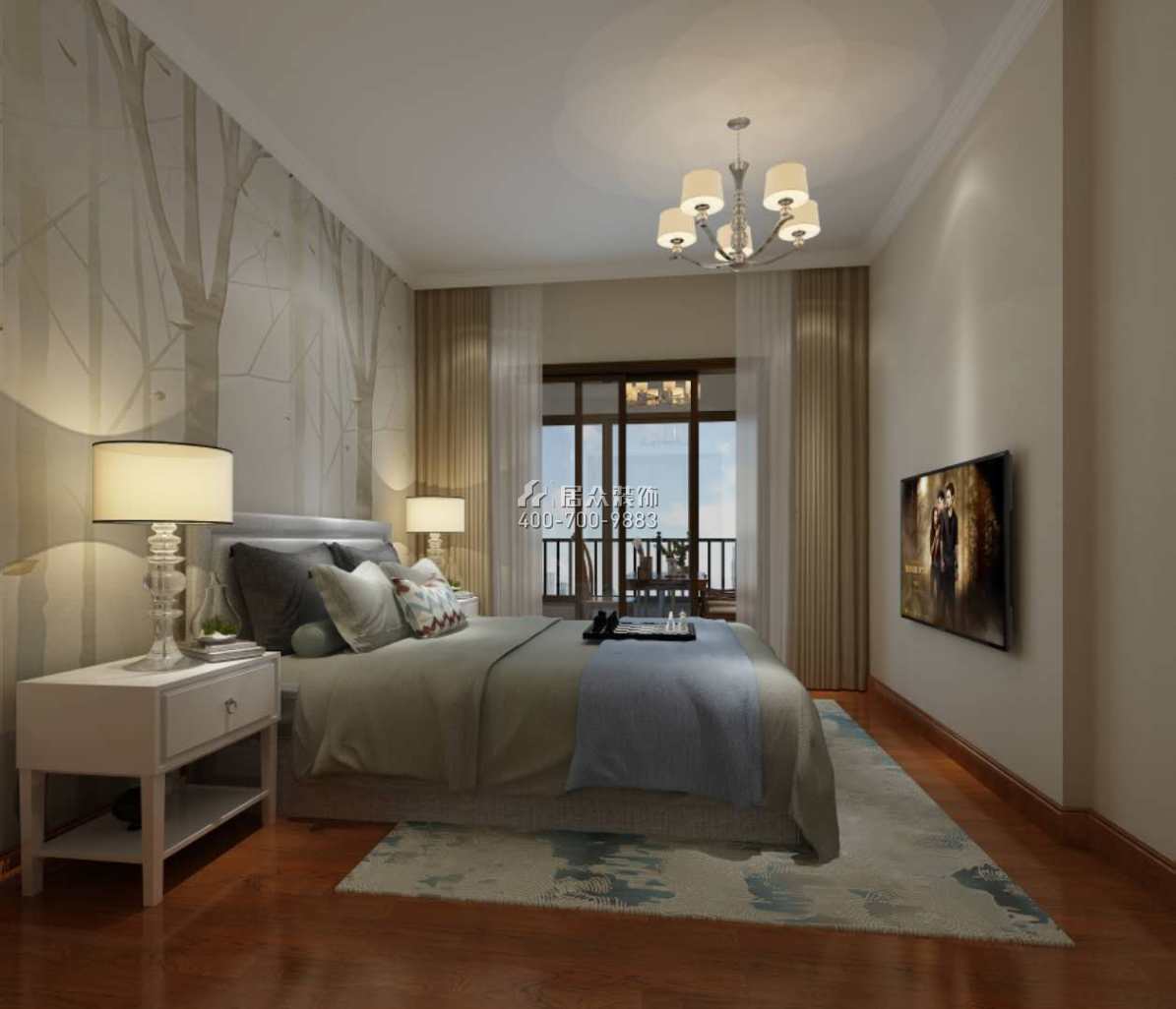 维港半岛177平方米欧式风格平层户型卧室装修效果图