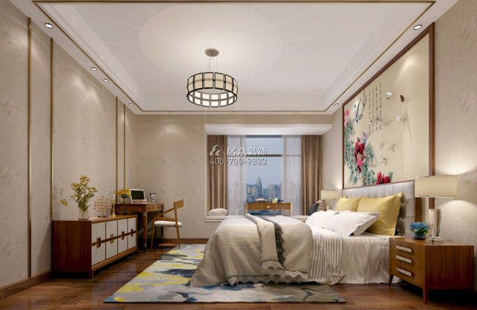 保利中悅220平方米中式風格平層戶型臥室裝修效果圖