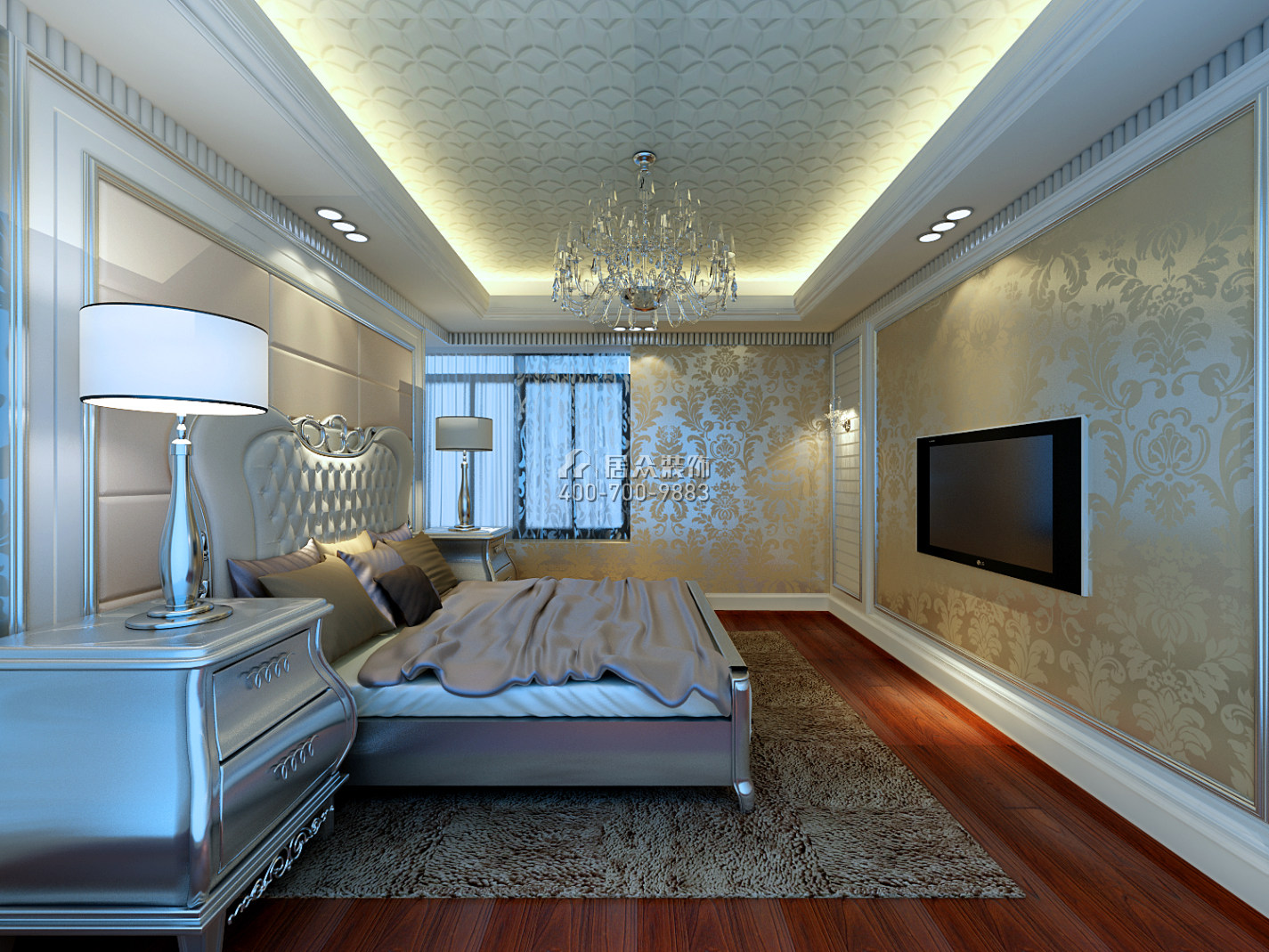 国贸蓝海165平方米欧式风格平层户型卧室装修效果图