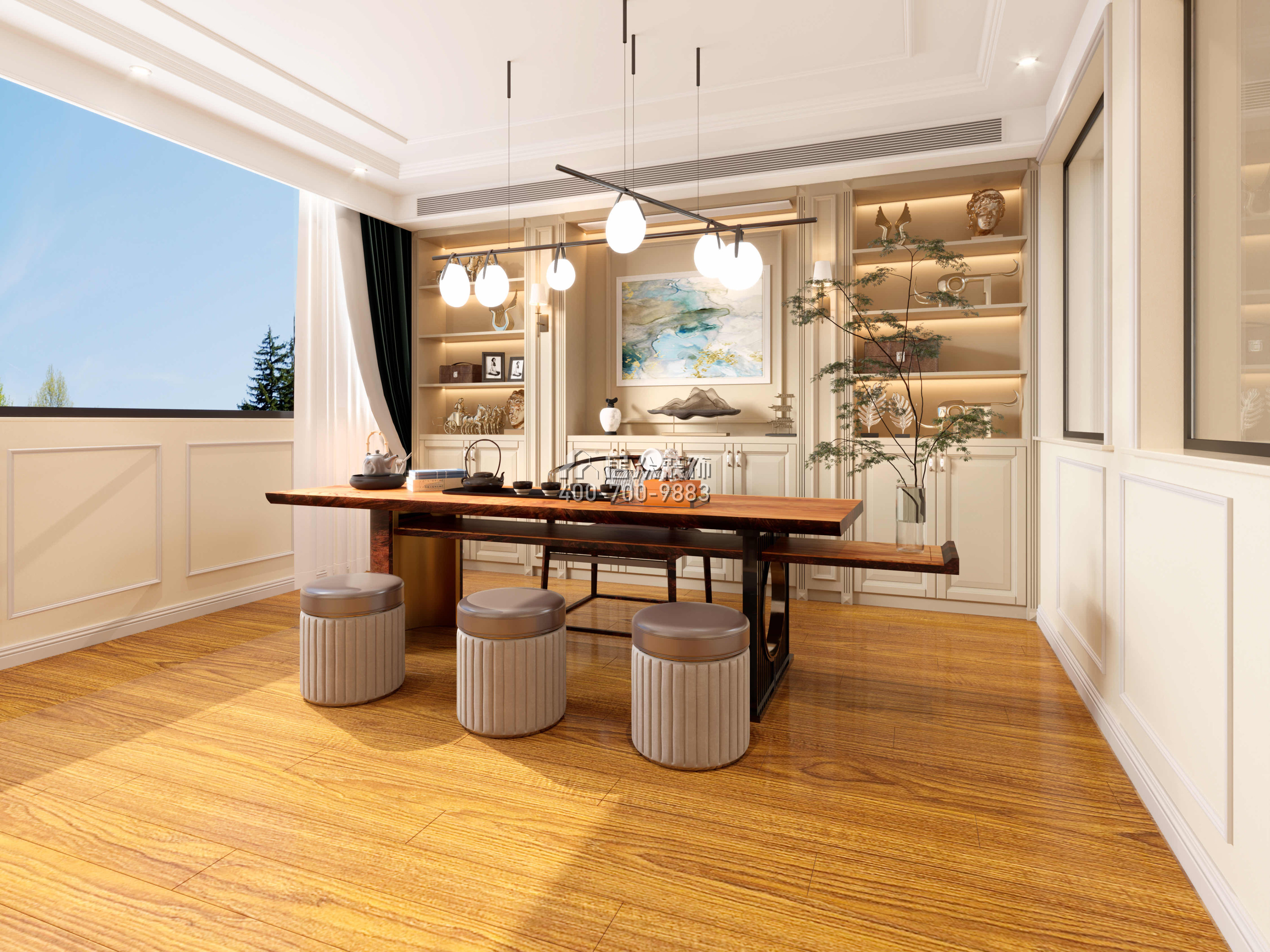 仁山智水780平方米欧式风格别墅户型茶室装修效果图