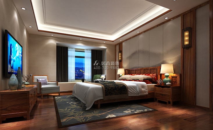 中海千燈湖一號211平方米中式風格平層戶型臥室裝修效果圖