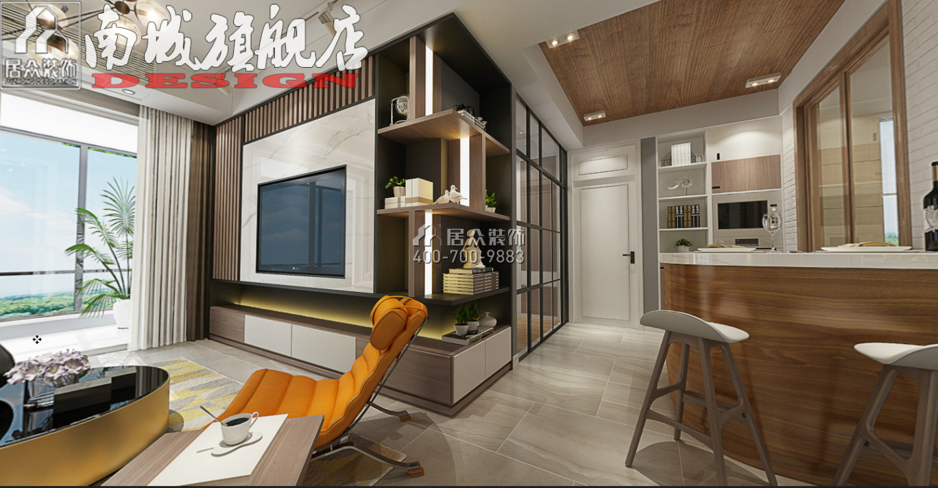 湘江雅颂居143平方米现代简约风格平层户型客厅装修效果图