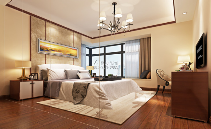 凯景中央首座142平方米中式风格平层户型卧室装修效果图