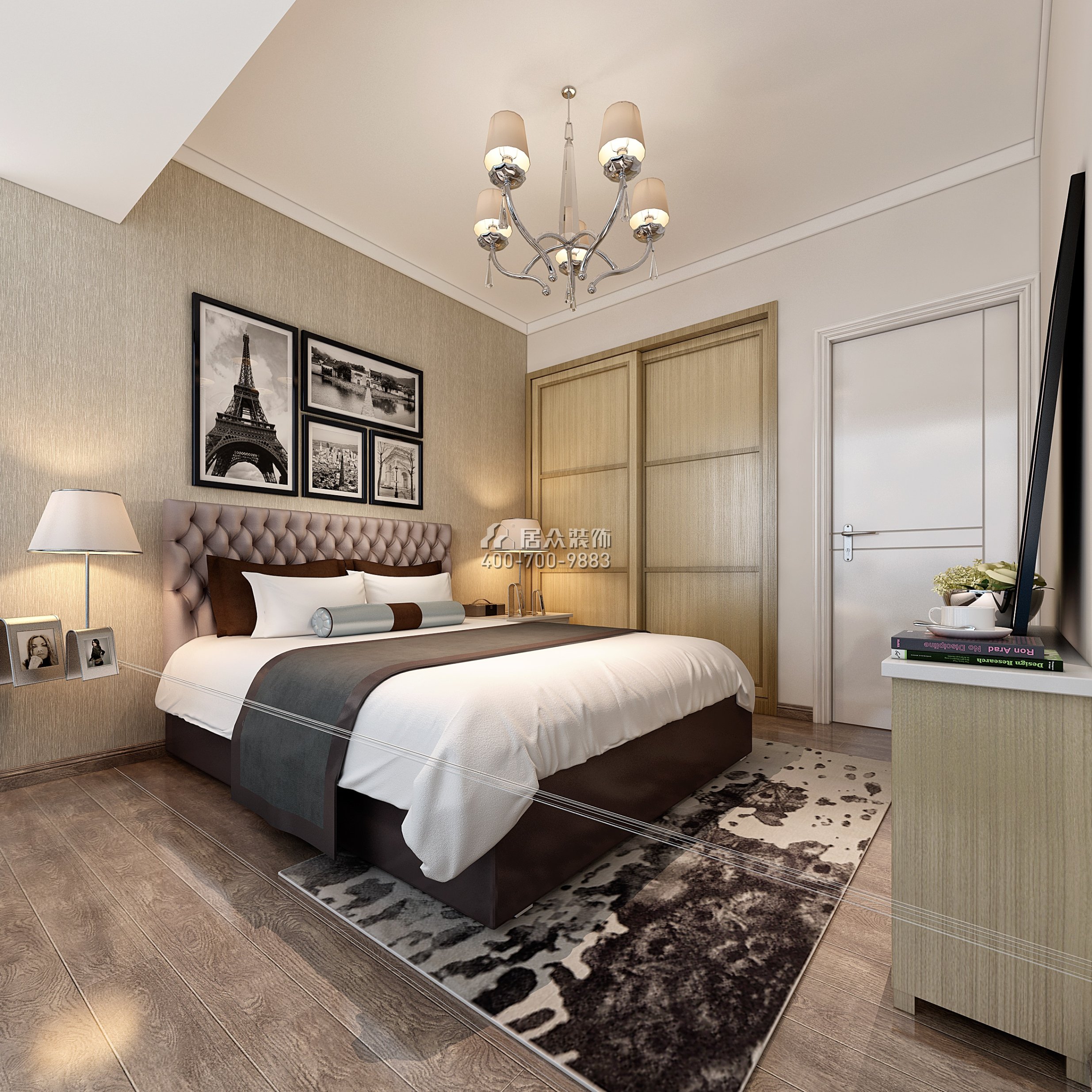 佳兆业广场80平方米现代简约风格平层户型卧室装修效果图